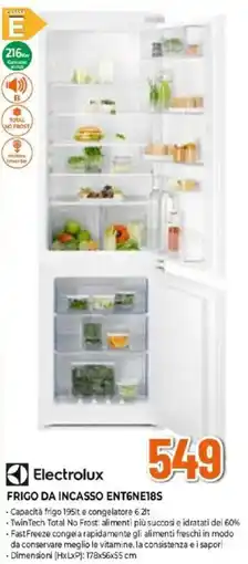 Expert Electrolux FRIGO DA INCASSO ENT6NE18S offerta