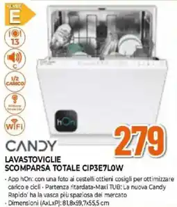 Expert CANDY LAVASTOVIGLIE SCOMPARSA TOTALE CIP3E7LOW offerta