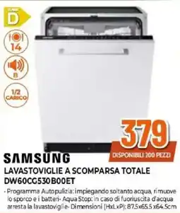 Expert SAMSUNG LAVASTOVIGLIE A SCOMPARSA TOTALE DW60CG530B00ET offerta