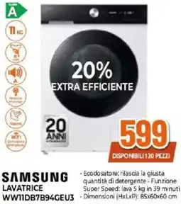 Expert SAMSUNG LAVATRICE WW11DB7B94GEU3 offerta