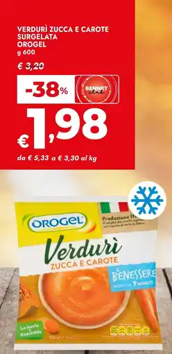 Bennet Verduri zucca e carote surgelata OROGEL offerta