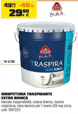 OBI Idropittura traspirante extra bianca BOERO offerta
