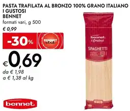 Bennet Pasta trafilata al bronzo 100% grano italiano i gustosi BENNET offerta