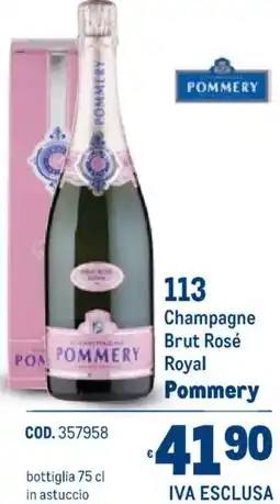 Metro Champagne Brut Rosé Royal Pommery offerta