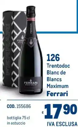 Metro Trentodoc Blanc de Blancs Maximum Ferrari offerta