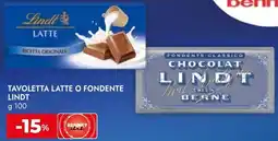 Bennet Tavoletta latte o fondente LINDT offerta
