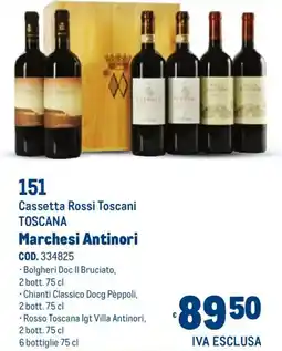 Metro Cassetta Rossi Toscani Toscana Marchesi Antinori offerta