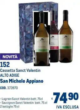 Metro Cassetta Sanct Valentin Alto Adige San Michele Appiano offerta