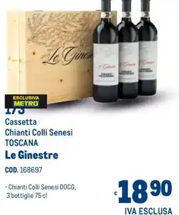 Metro Cassetta Chianti Colli Senesi TOSCANA Le Ginestre offerta