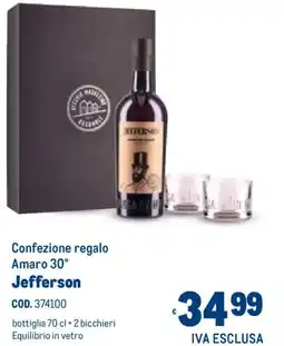 Metro Confezione regalo Amaro 30° Jefferson offerta