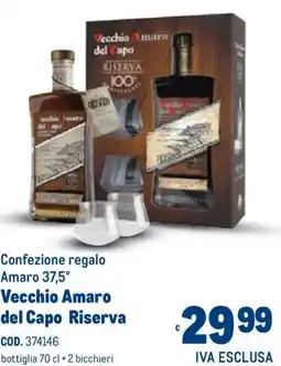 Metro Confezione regalo Amaro 37,5° Vecchio Amaro del Capo Riserva offerta