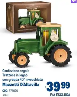 Metro Confezione regalo Trattore in legno con grappa 40° invecchiata Mazzetti D'Altavilla offerta