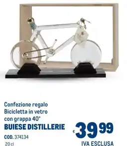 Metro Confezione regalo Bicicletta in vetro con grappa 40° BUIESE DISTILLERIE offerta