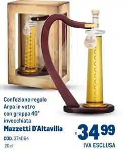 Metro Confezione regalo Arpa in vetro con grappa 40° invecchiata Mazzetti D'Altavilla offerta