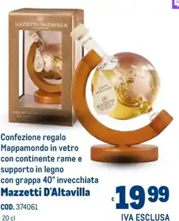 Metro Confezione regalo Mappamondo in vetro con continente rame e supporto in legno Mazzetti D'Altavilla offerta
