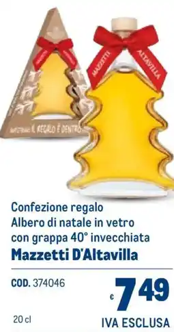 Metro Confezione regalo Albero di natale in vetro con grappa 40° invecchiata Mazzetti D'Altavilla offerta