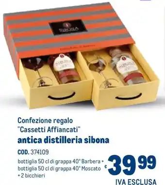 Metro Confezione regalo "Cassetti Affiancati" antica distilleria sibona 3 offerta