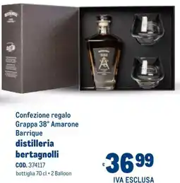 Metro Confezione regalo Grappa 38° Amarone Barrique distilleria bertagnolli offerta