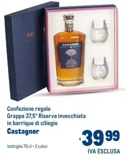 Metro Confezione regalo Grappa 37,5° Riserva invecchiata in barrique di ciliegio Castagner offerta