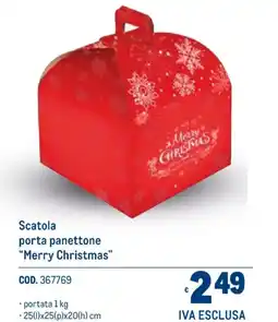 Metro Scatola porta panettone "Merry Christmas" offerta