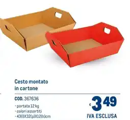 Metro Cesto montato in cartone offerta
