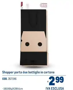 Metro Shopper porta due bottiglie in cartone offerta