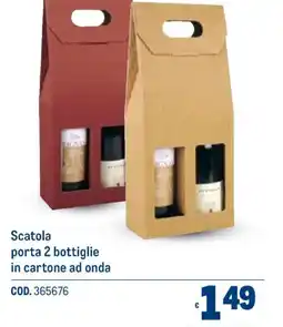 Metro Scatola porta 2 bottiglie in cartone ad onda offerta