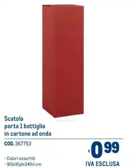 Metro Scatola porta 1 bottiglia in cartone ad onda offerta