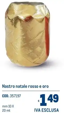 Metro Nastro natale rosso e oro offerta