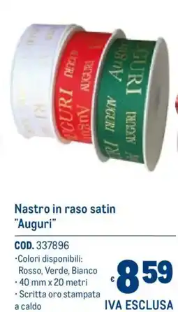 Metro Nastro in raso satin "Auguri" offerta