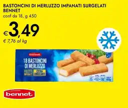 Bennet Bastoncini di merluzzo impanati surgelati BENNET offerta