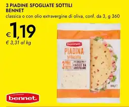 Bennet 3 piadine sfogliate sottili BENNET offerta