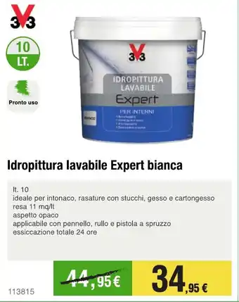 Handy fai da te 3V3 Idropittura lavabile Expert bianca offerta