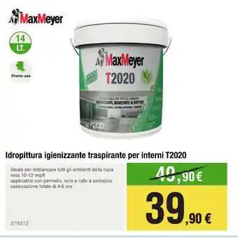 Handy fai da te MaxMeyer Idropittura igienizzante traspirante per interni T2020 offerta