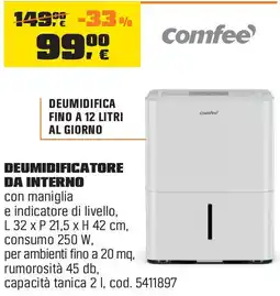 OBI Comfee deumidificatore da interno offerta