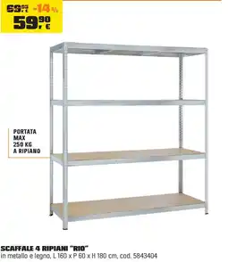 OBI Scaffale 4 ripiani "rio" offerta