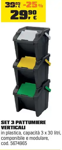 OBI Set 3 pattumiere verticali offerta