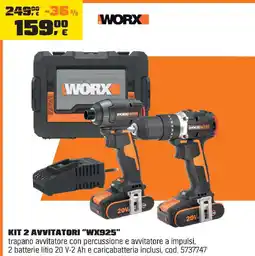 OBI WORX KIT 2 AVVITATORI "WX925" offerta