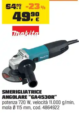 OBI Makita SMERIGLIATRICE ANGOLARE "GA4530R" offerta