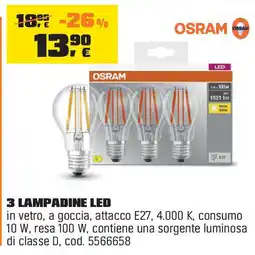 OBI OSRAM 3 lampadine LED offerta