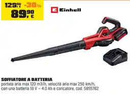 OBI Einhell SOFFIATORE A BATTERIA offerta