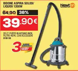 Bricofer Bidone aspira solidi/ liquidi 1200W Newton offerta