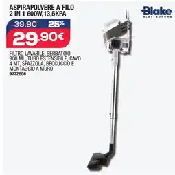 Bricofer Blake ASPIRAPOLVERE A FILO 2 IN 1 600W,13,5KPA offerta
