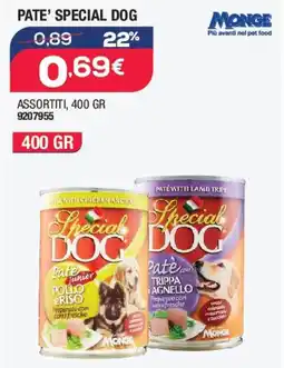 Bricofer Pate' special dog MONGE offerta