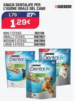 Bricofer Snack dentalife per l'igiene orale del cane PURINA offerta