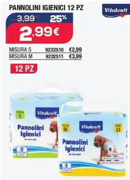 Bricofer Vitakraft pannolini igienici 12 pz offerta