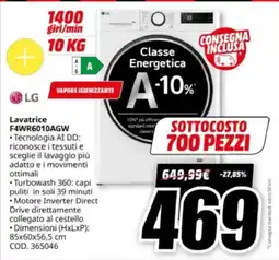 MediaWorld LG Lavatrice F4WR6010AGW offerta