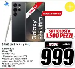 MediaWorld SAMSUNG Galaxy S25 Ultra 1TB offerta