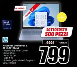 MediaWorld hp Notebook Omnibook 5 AI 16-AF1024NL offerta