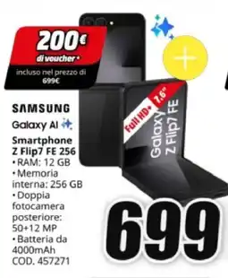 MediaWorld SAMSUNG Smartphone Z Flip7 FE 256 offerta